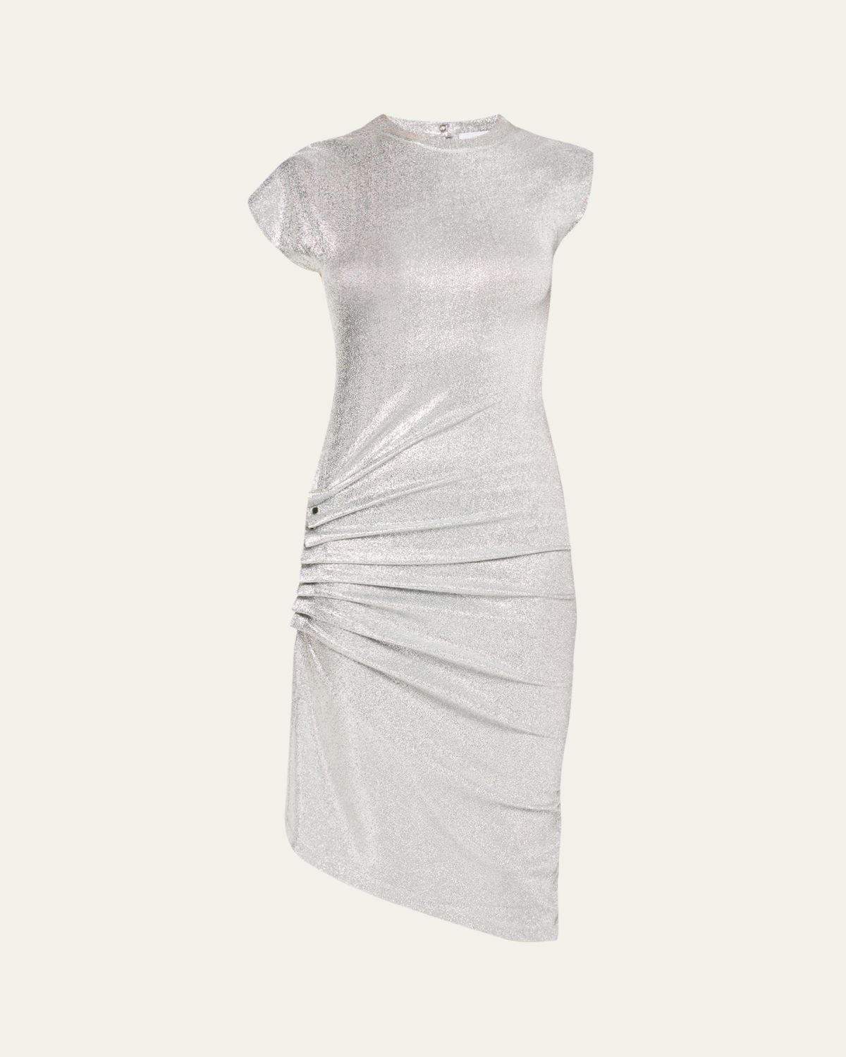 Rabanne Draped Asymmetric Side Snap Midi Dress