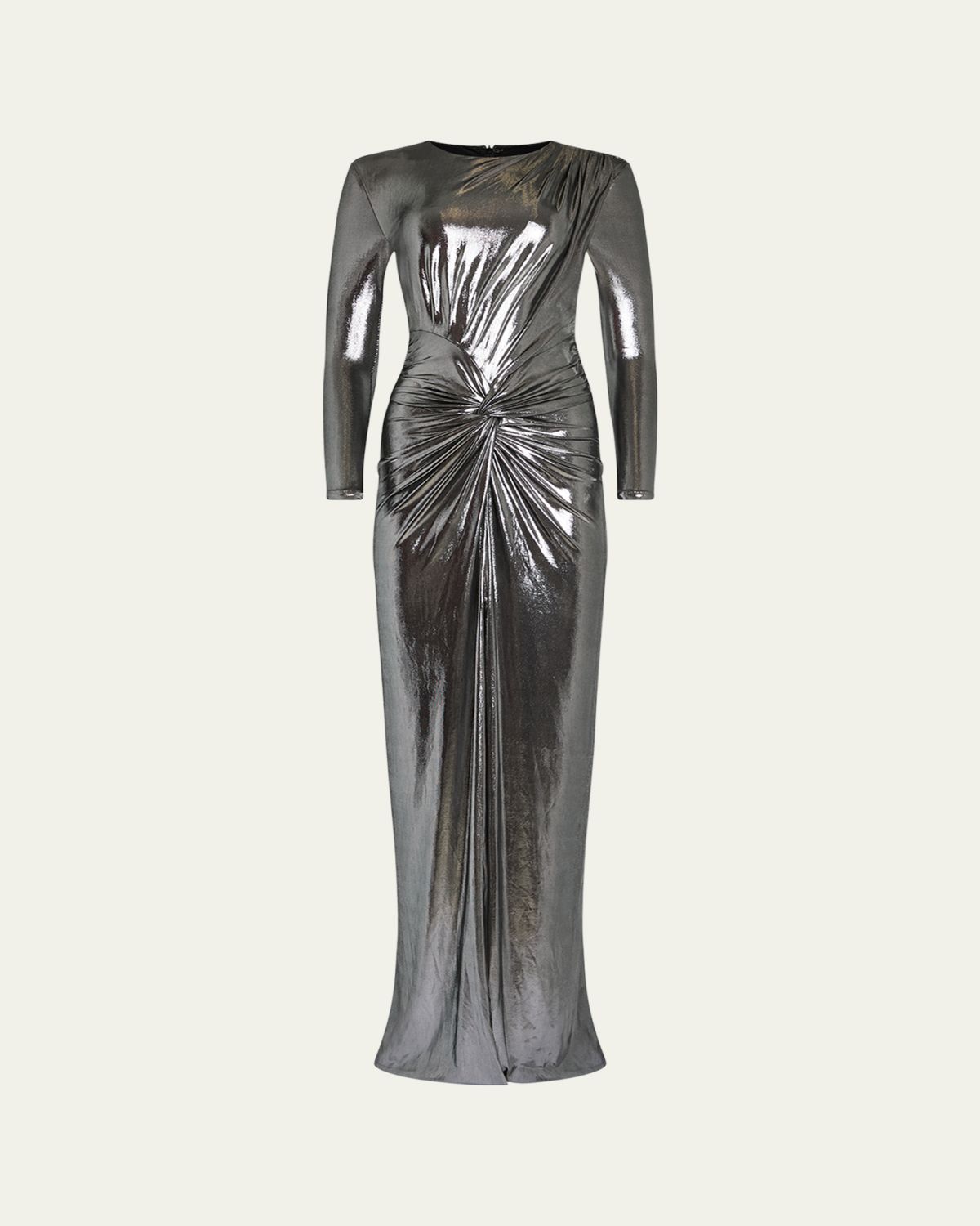 Retrofete Fenella Metallic Long-Sleeve Twist Dress