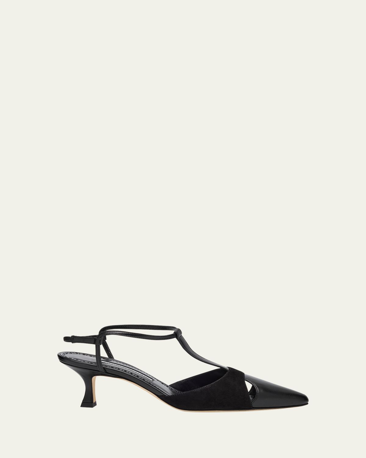 Manolo Blahnik Mixed Leather T-Strap Pumps