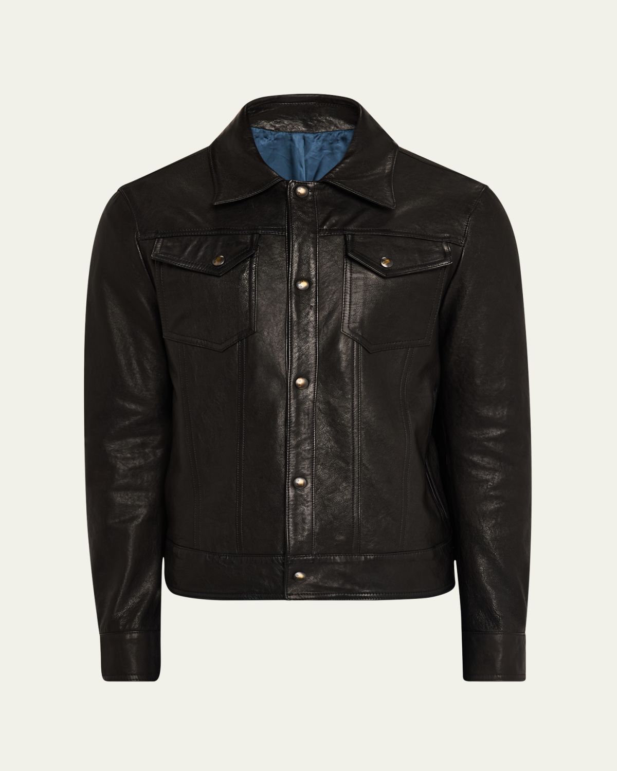 SAVAS Men's Denham Leather Trucker Jacket