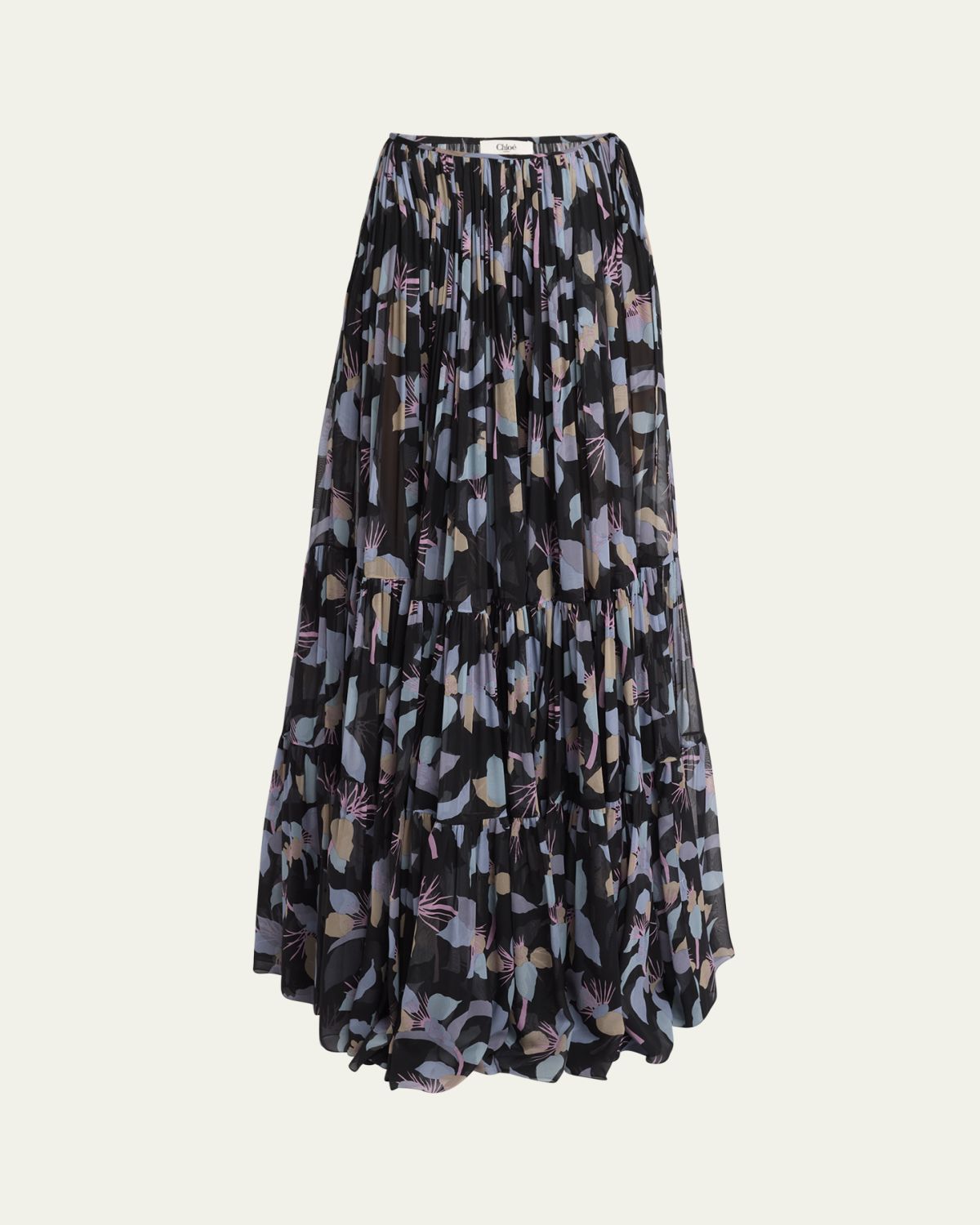 Chloé Floral Tiered Maxi Wrap Skirt
