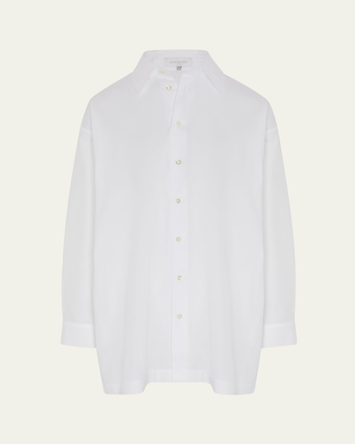 Eskandar Slim A-line Back Pleat Shirt With Collar (Long Plus Length)