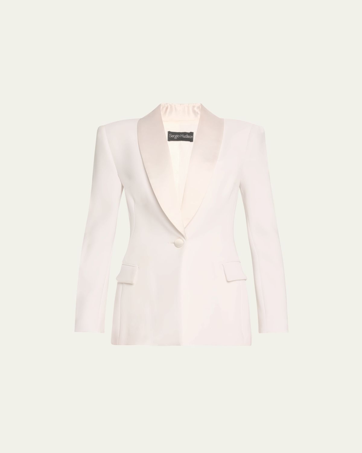 Sergio Hudson Satin Shawl Lapel One-Button Blazer