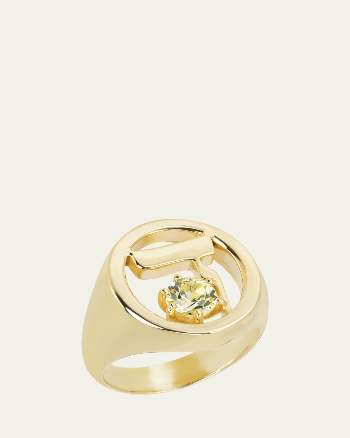 Procaccia Jewelry 18k Gold Hebrew DALET Initial Signet Ring