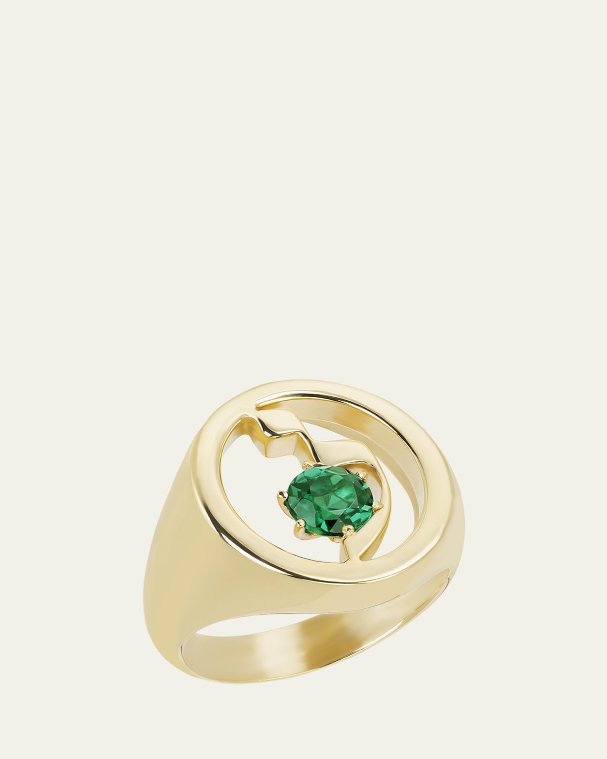 Procaccia Jewelry 18K Gold Hebrew LAMED Initial Signet Ring