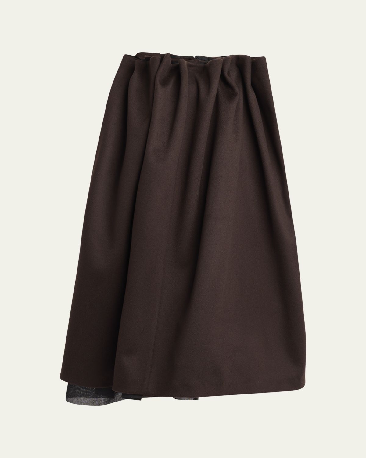 THE ROW Lamartine Gathered Midi Cashmere Wool Skirt