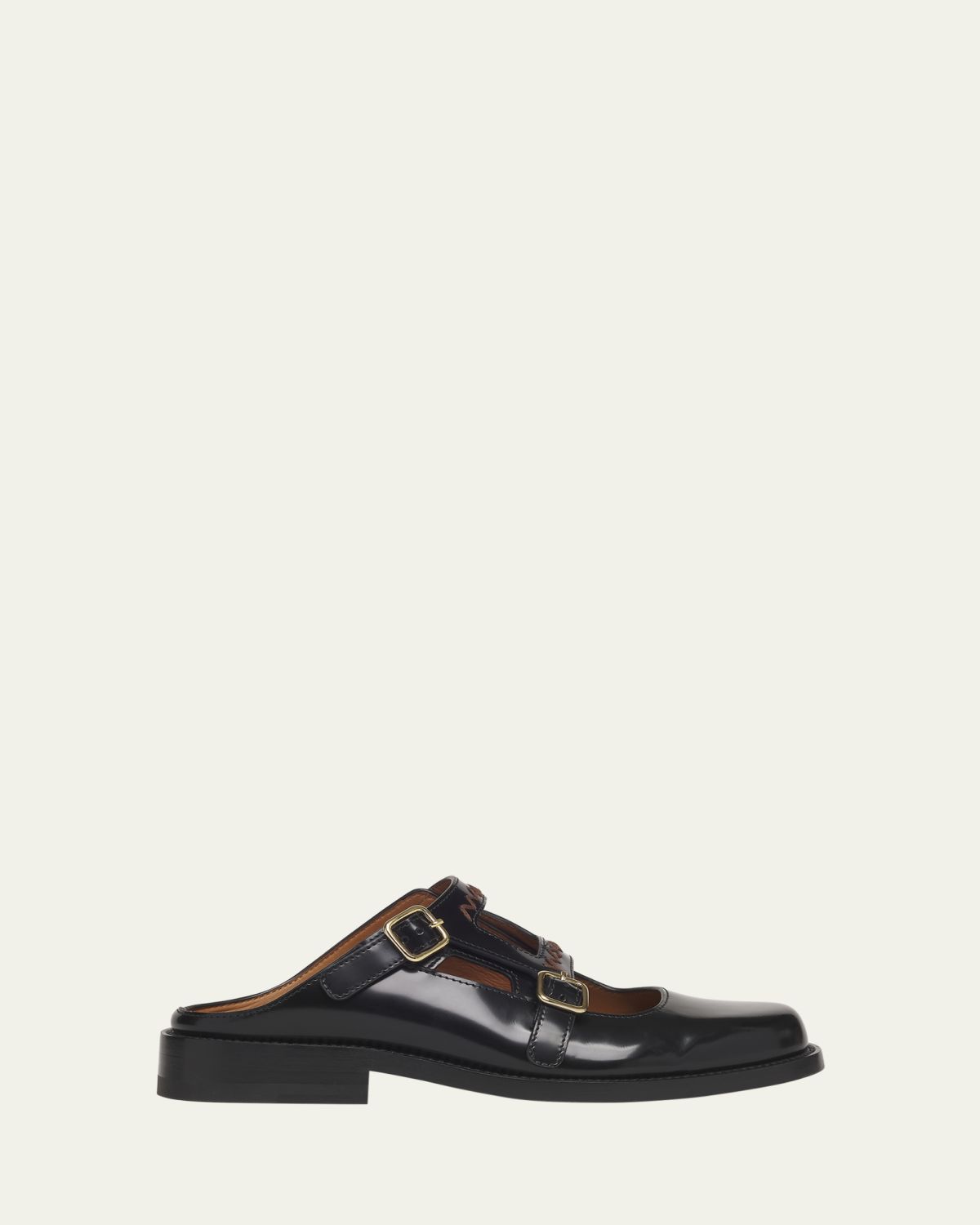 Marni Leather Logo Dual Mary Jane Sabot Mules