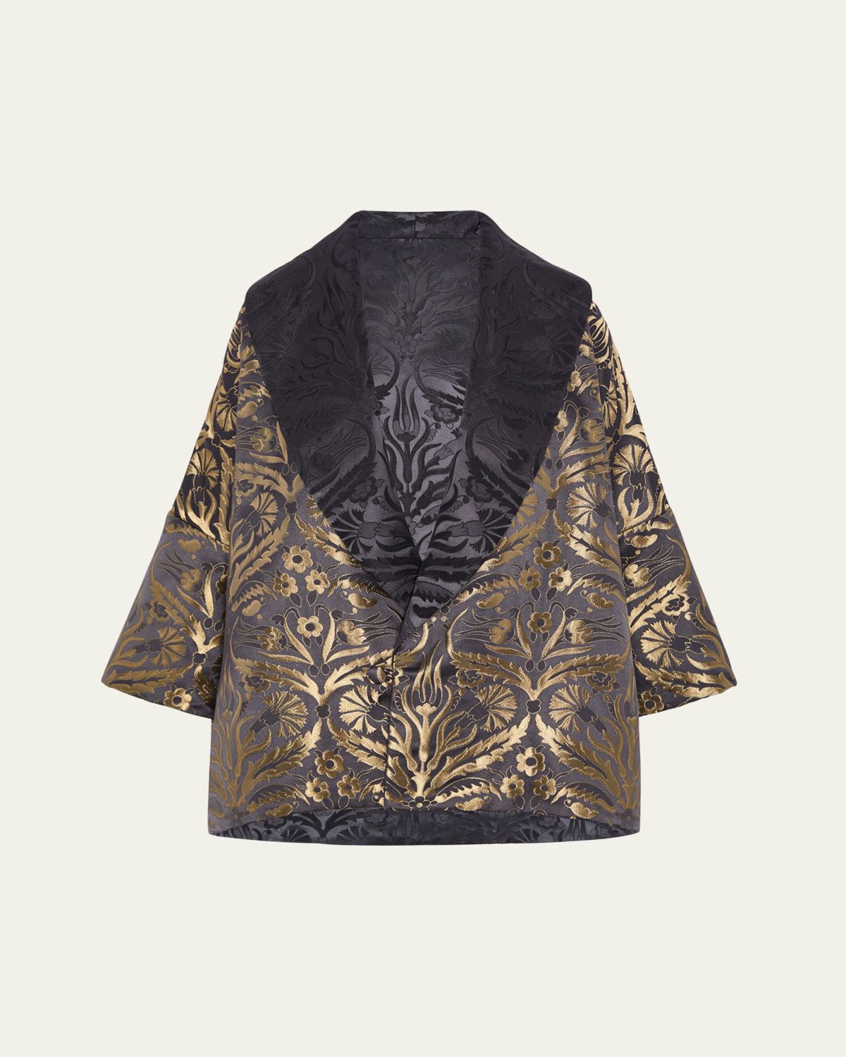 Eskandar Sloped Shoulder Shawl Collar Jacket (Long Length)