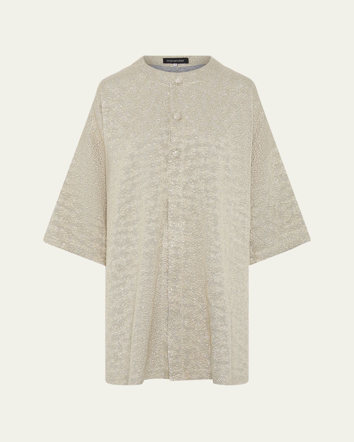 Eskandar Round-Neck Chinese Jacket (Very Long Length)