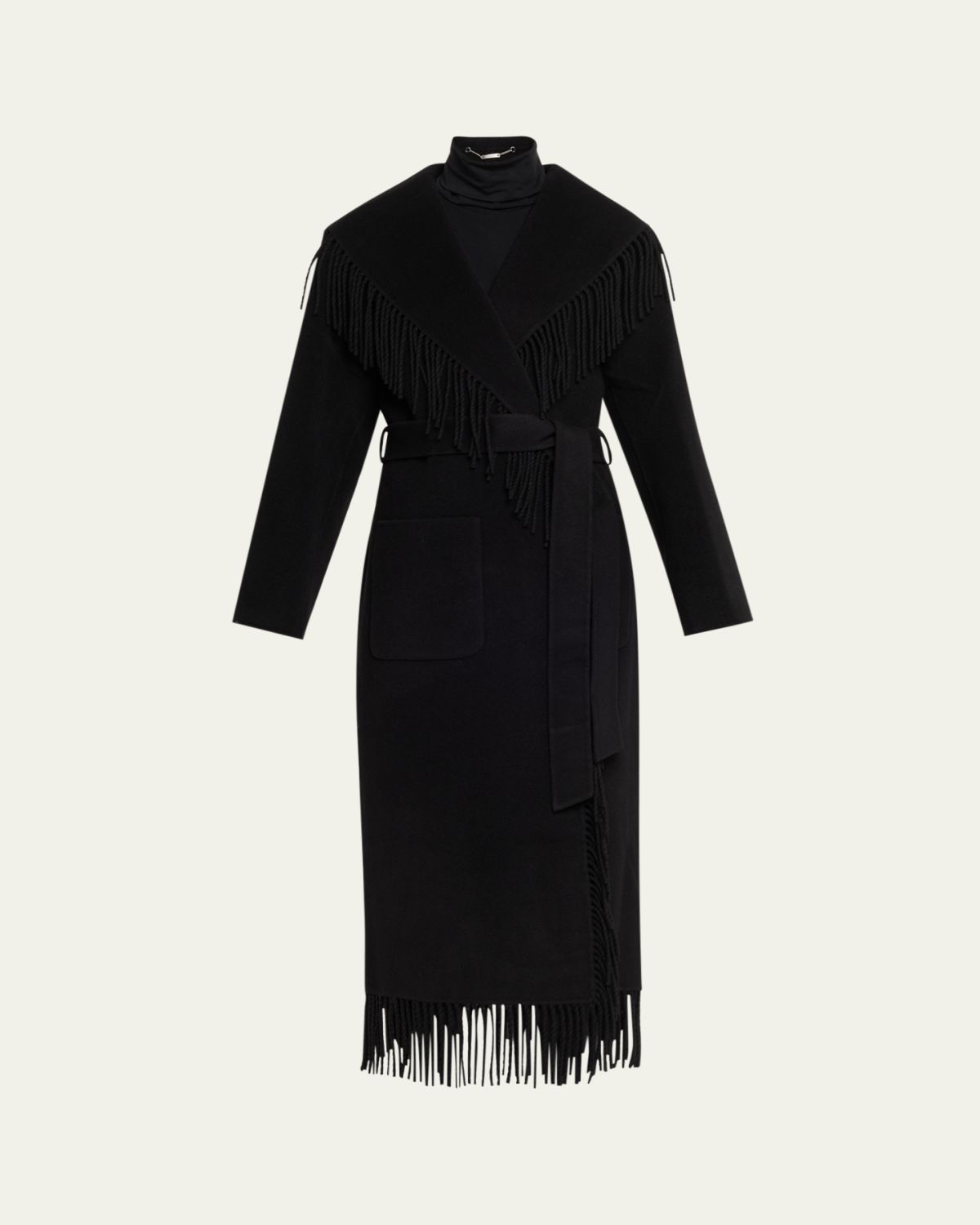 SIMKHAI Carrie Belted Fringe Robe Coat | Thumbnail 6