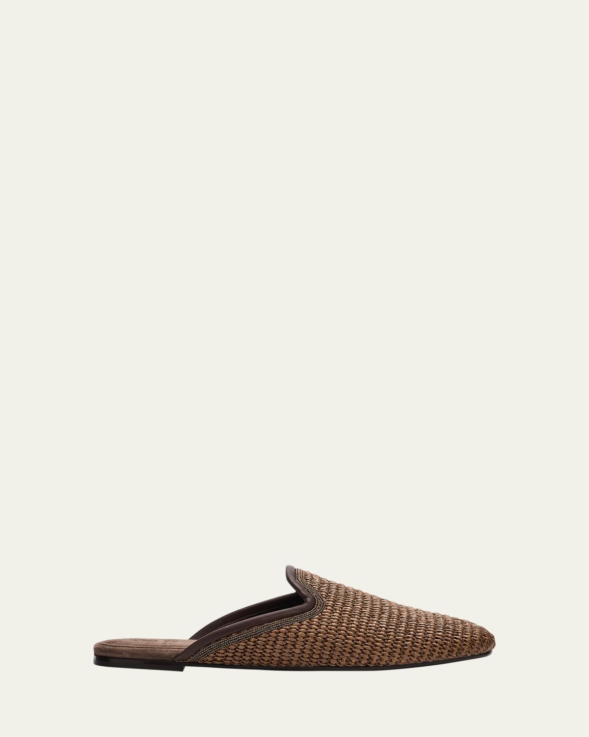 Brunello Cucinelli Raffia Monili Loafer Mules