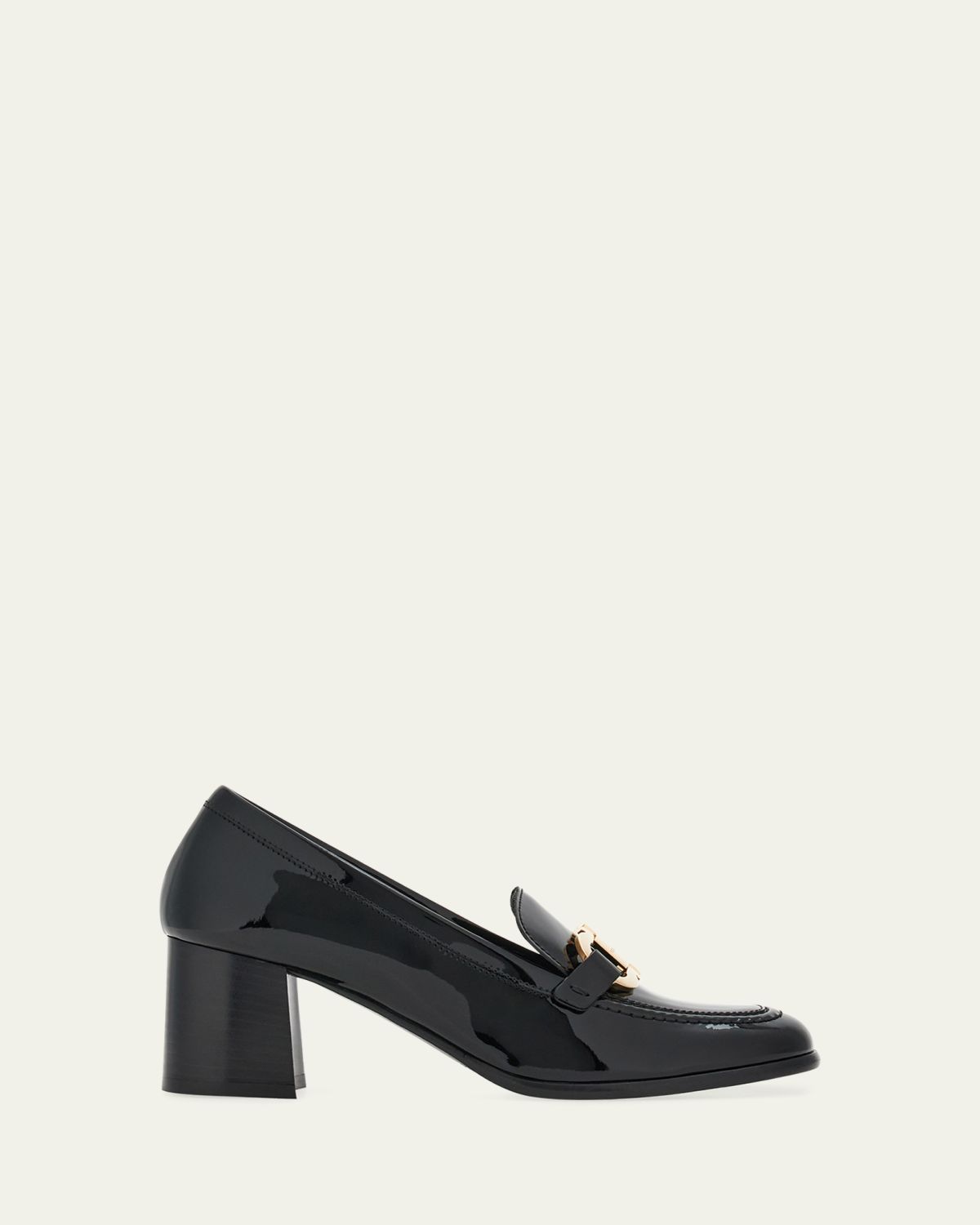 Ferragamo Marlena Gancini Bit Patent Leather Heeled Loafers