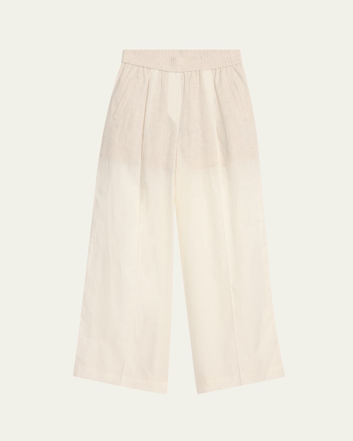 Brunello Cucinelli Pleated Wide-Leg Linen Pull-On Trackpants
