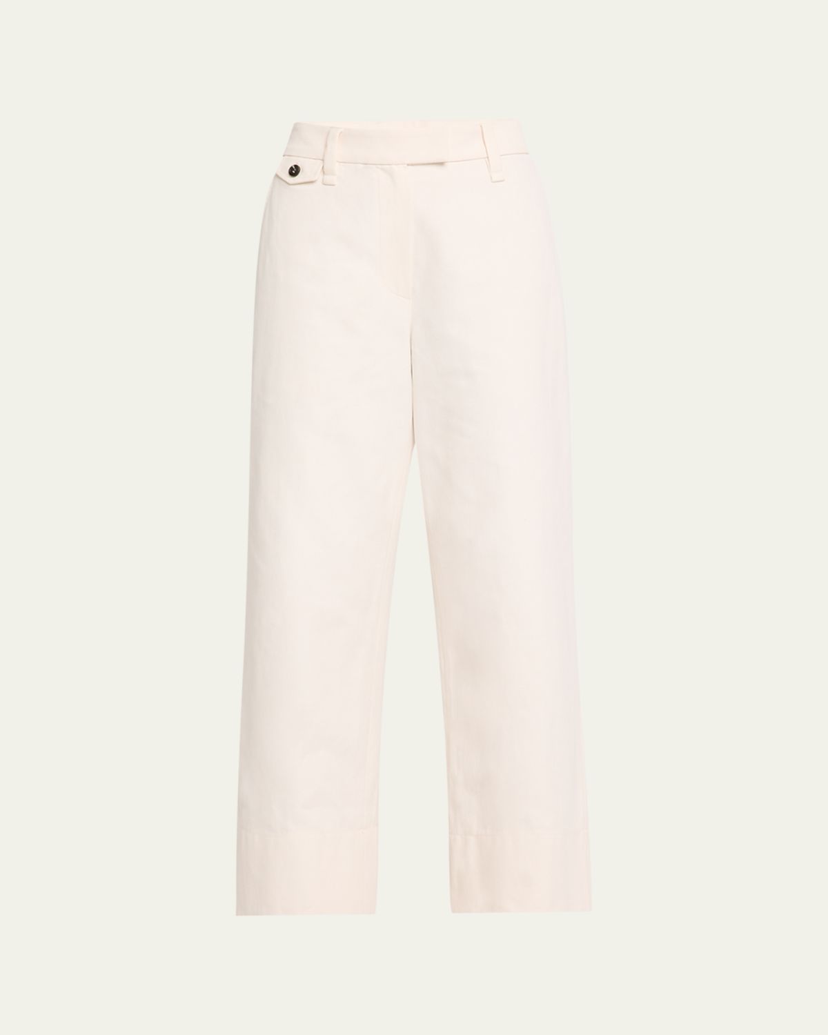 Brunello Cucinelli Cotton-Linen Wide-Leg Crop Chino Pants
