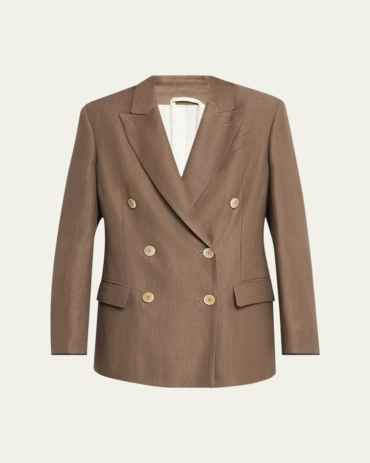 Brunello Cucinelli Double-Breasted Fluid Linen Twill Blazer