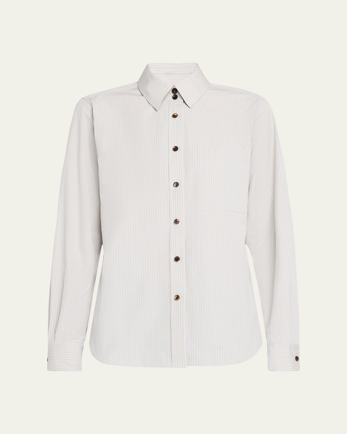 Lafayette 148 New York Button-Down Striped Cotton Shirt