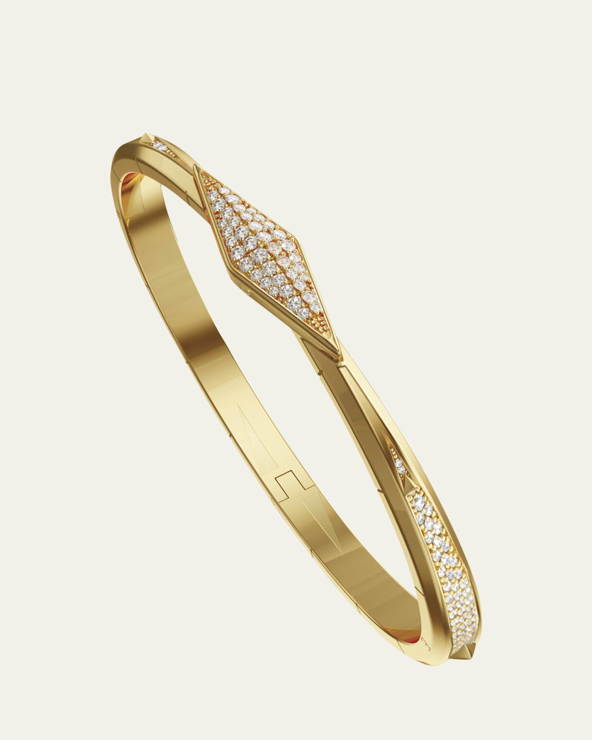 Monica Rich Kosann Points North 18K Yellow Gold Cuff with Pave Diamond Clasp, Large