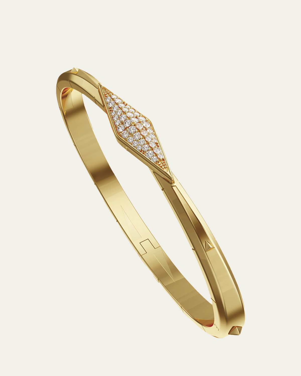 Monica Rich Kosann Points North 18K Yellow Gold Cuff with Pave Diamond Clasp, Medium