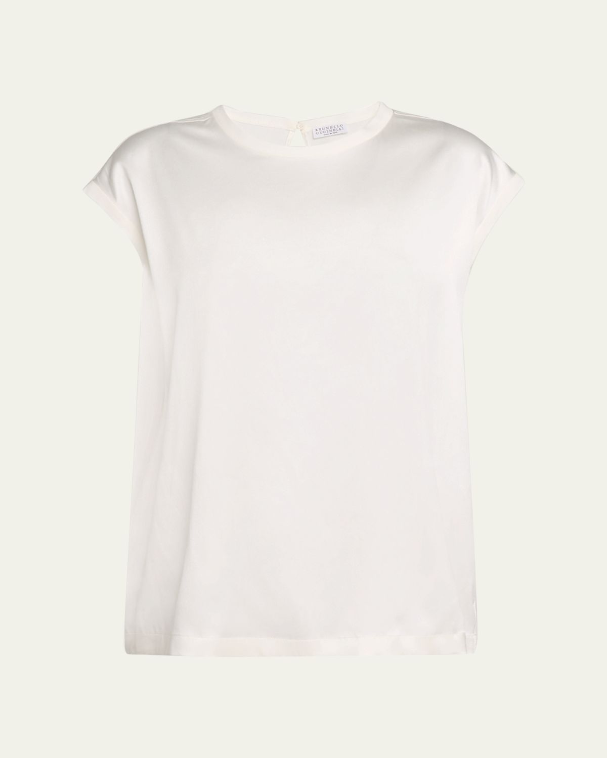 Brunello Cucinelli Cap Sleeve Satin Silk Top