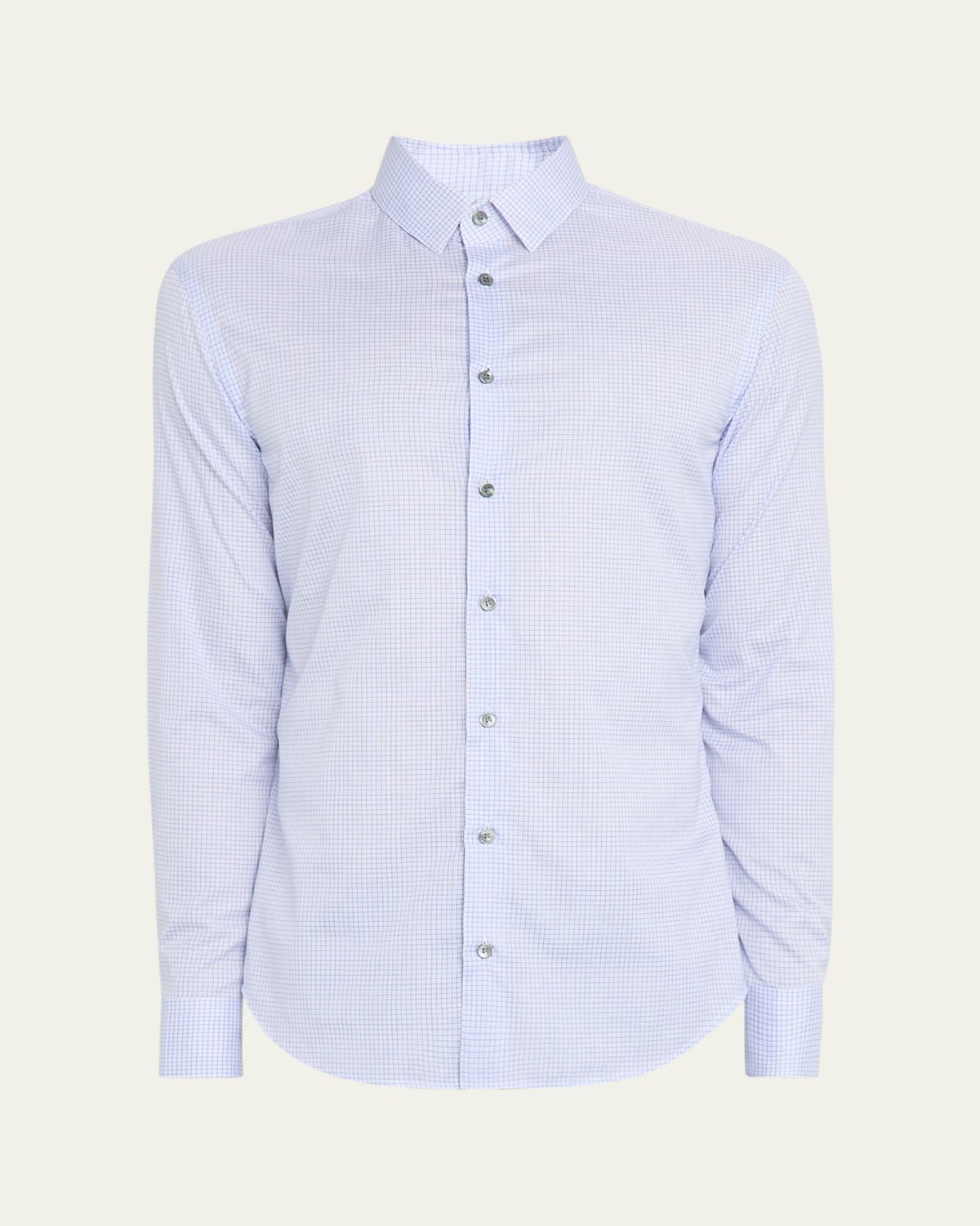 Giorgio Armani Men 's Micro-Plaid Cotton Dress Shirt