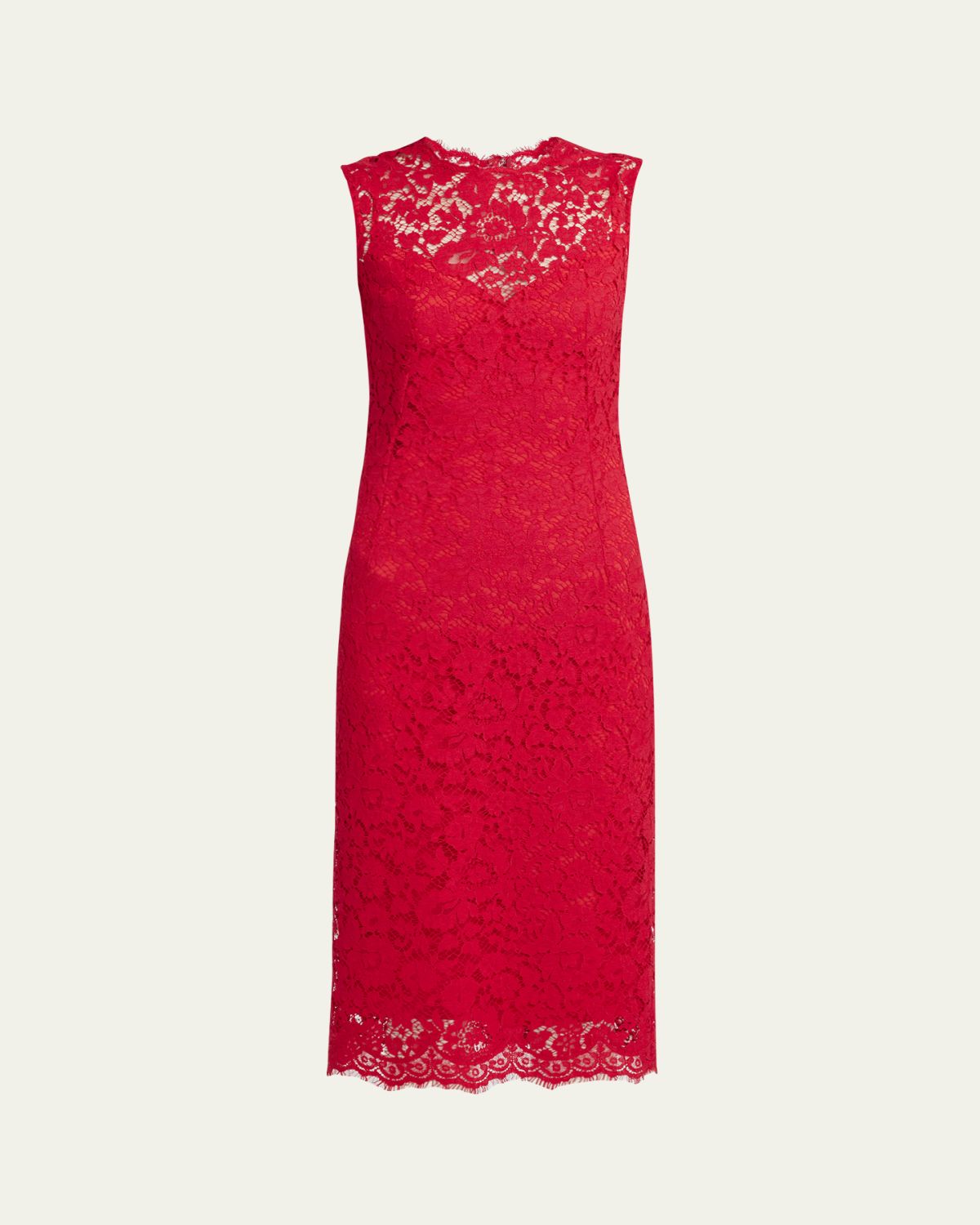 Dolce & Gabbana Frayed Floral Lace Midi Dress