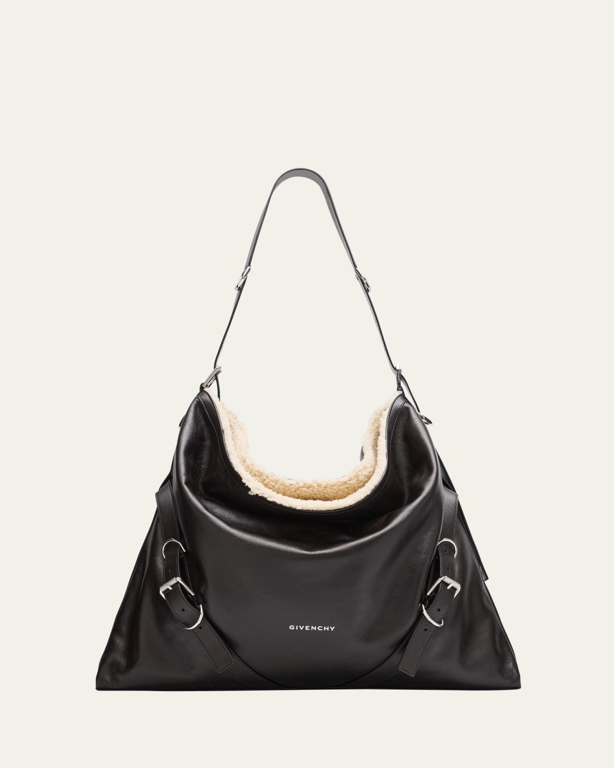 Givenchy Men's Voyou Large Leather Shearling-Lined Shoulder Bag