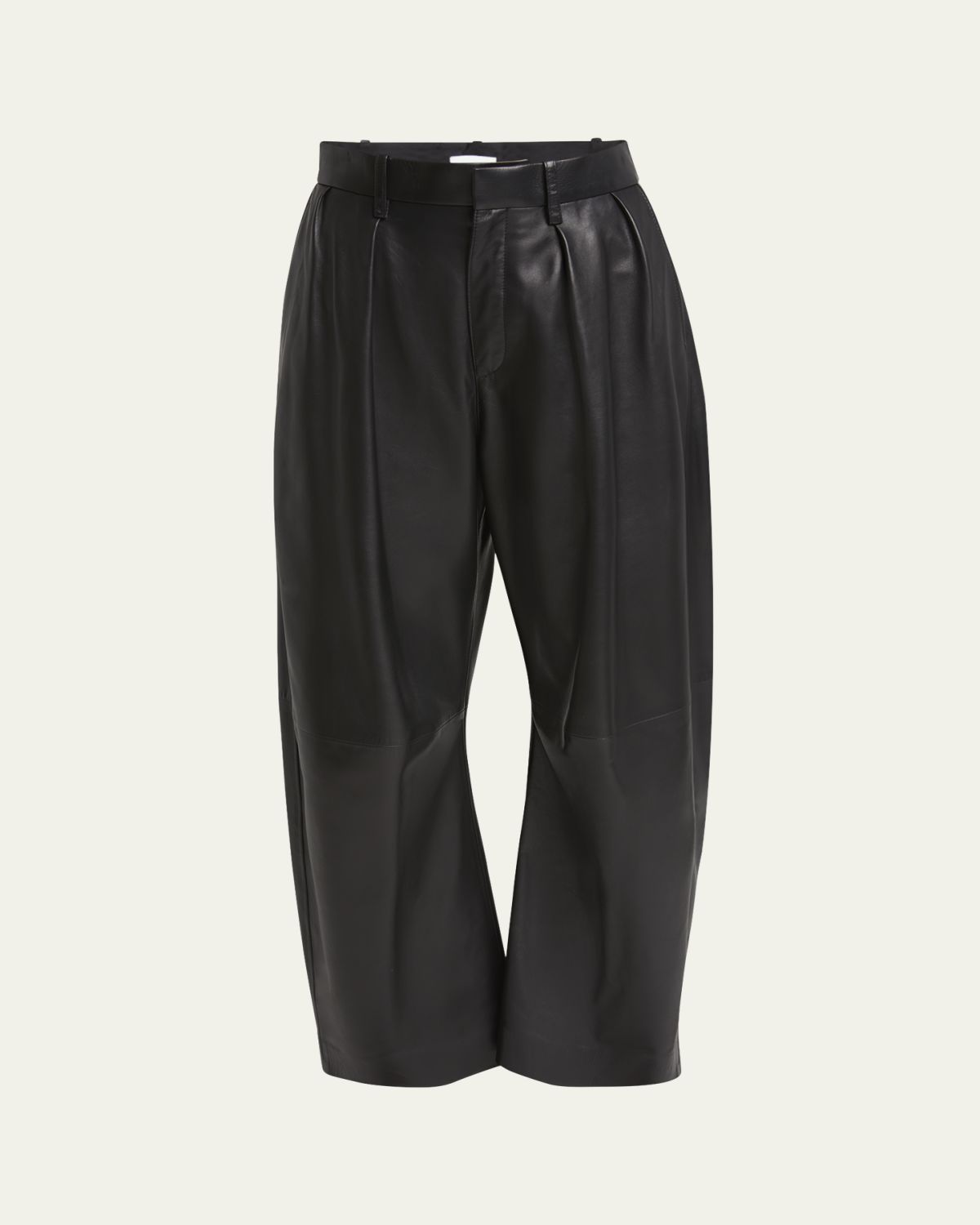 Loewe Barrel Shaped Pleated Leather Trousers