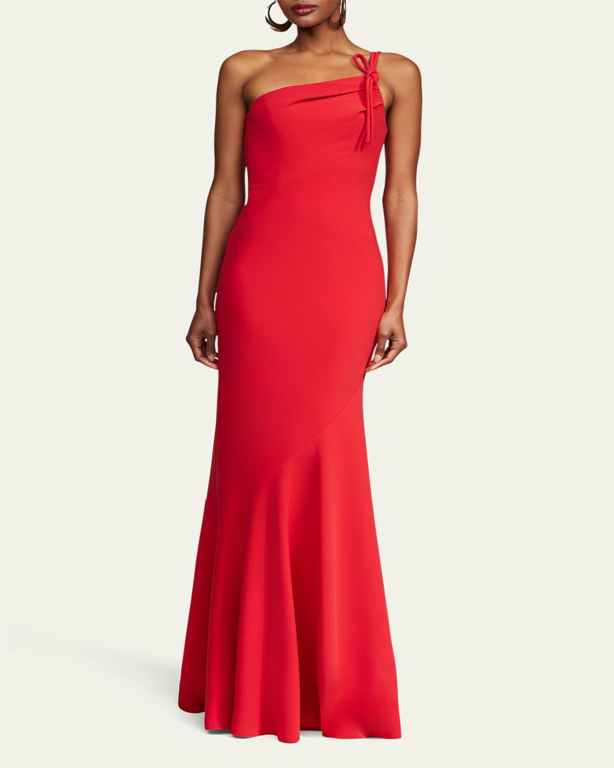 Halston Sybil One-Shoulder Crepe Column Gown | Thumbnail 2