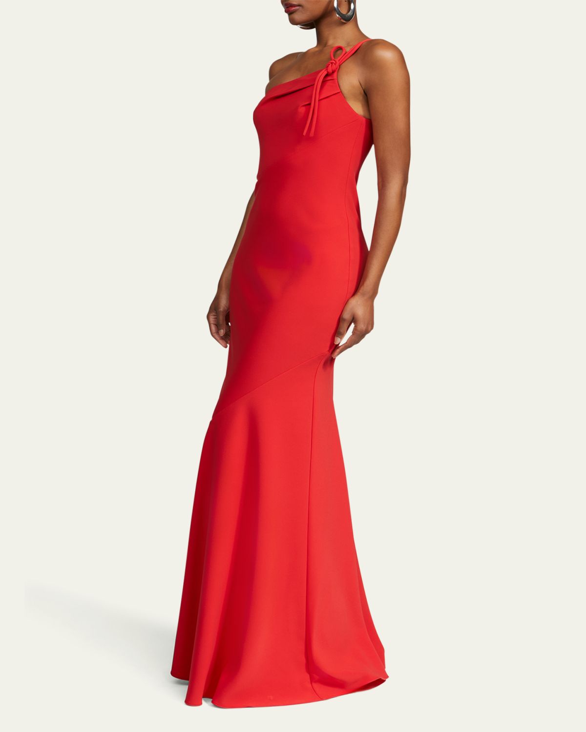 Halston Sybil One-Shoulder Crepe Column Gown | Thumbnail 4