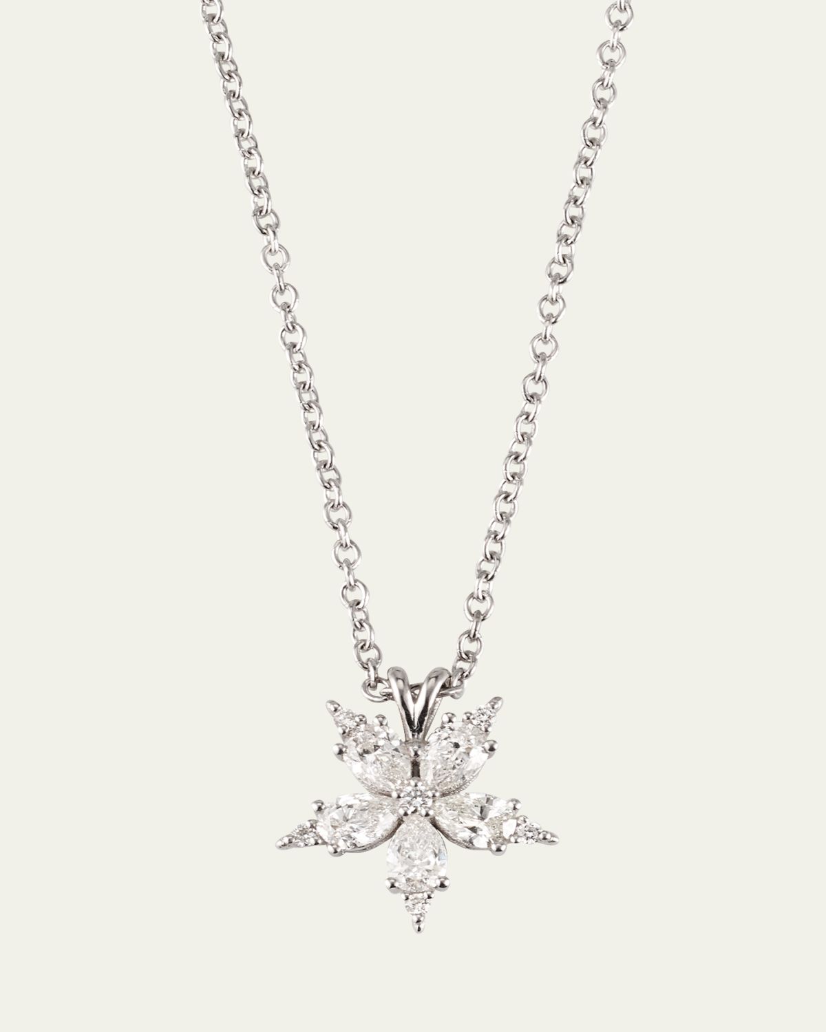 Paul Morelli 18K White Gold Small Diamond Star Anise Pendant Necklace, 16"L
