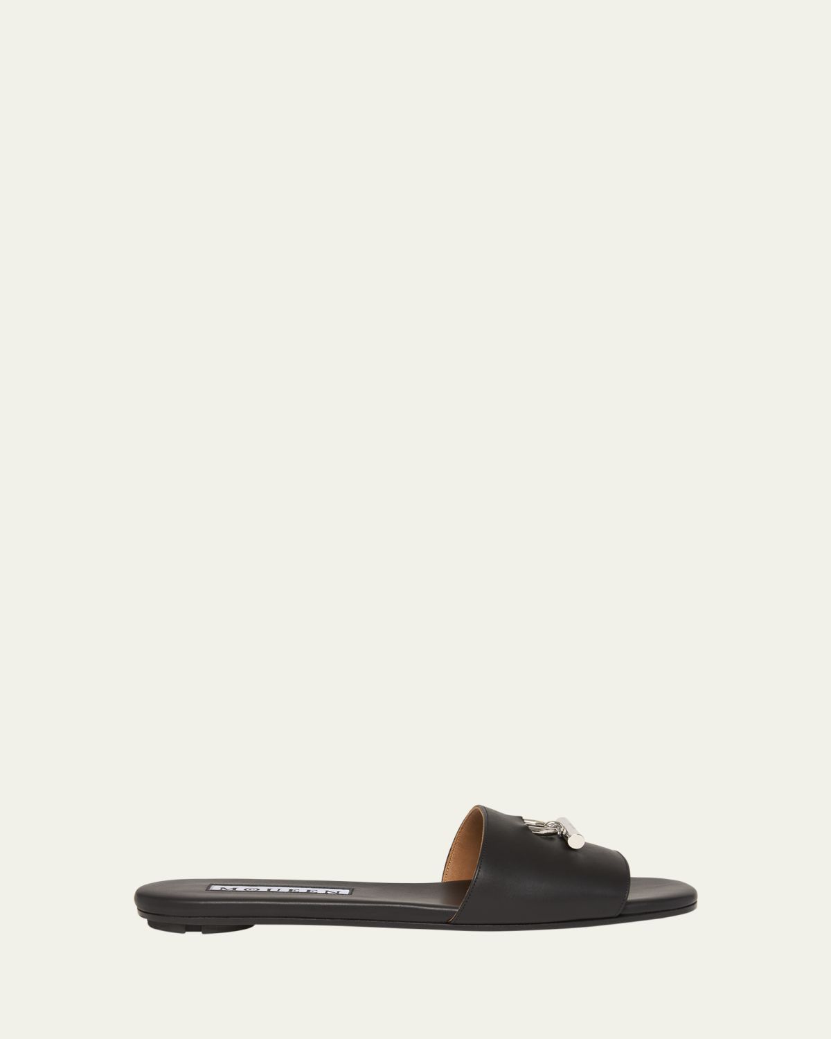 McQueen Leather Cross-Bar Slide Sandals