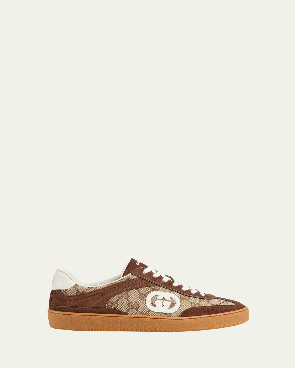 Gucci Men's G75 Suede and GG Supreme Retro Low-Top Sneakers