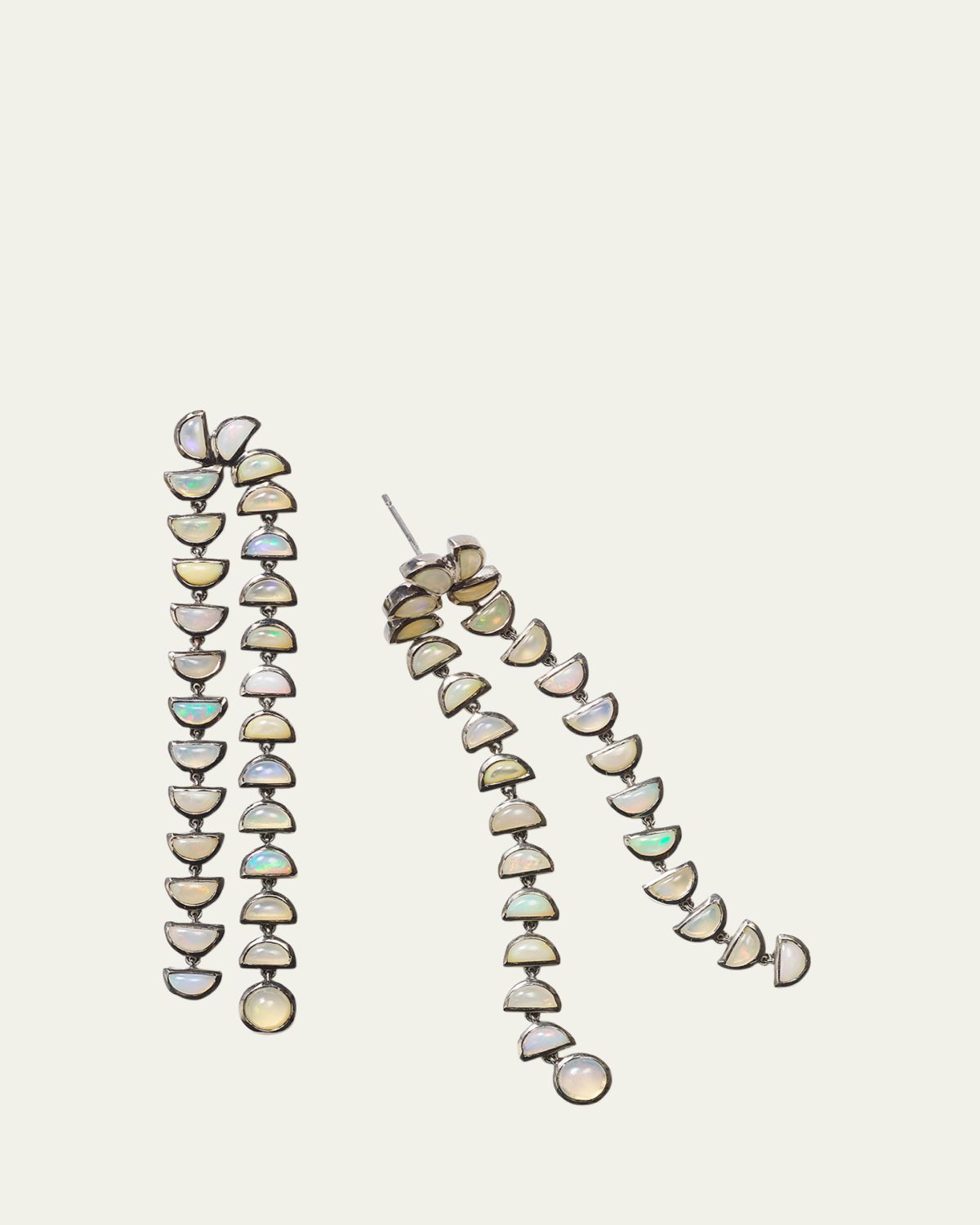 NAKARD Sterling Silver Marabou Earrings with Black Rhodium and Ethiopian Opal