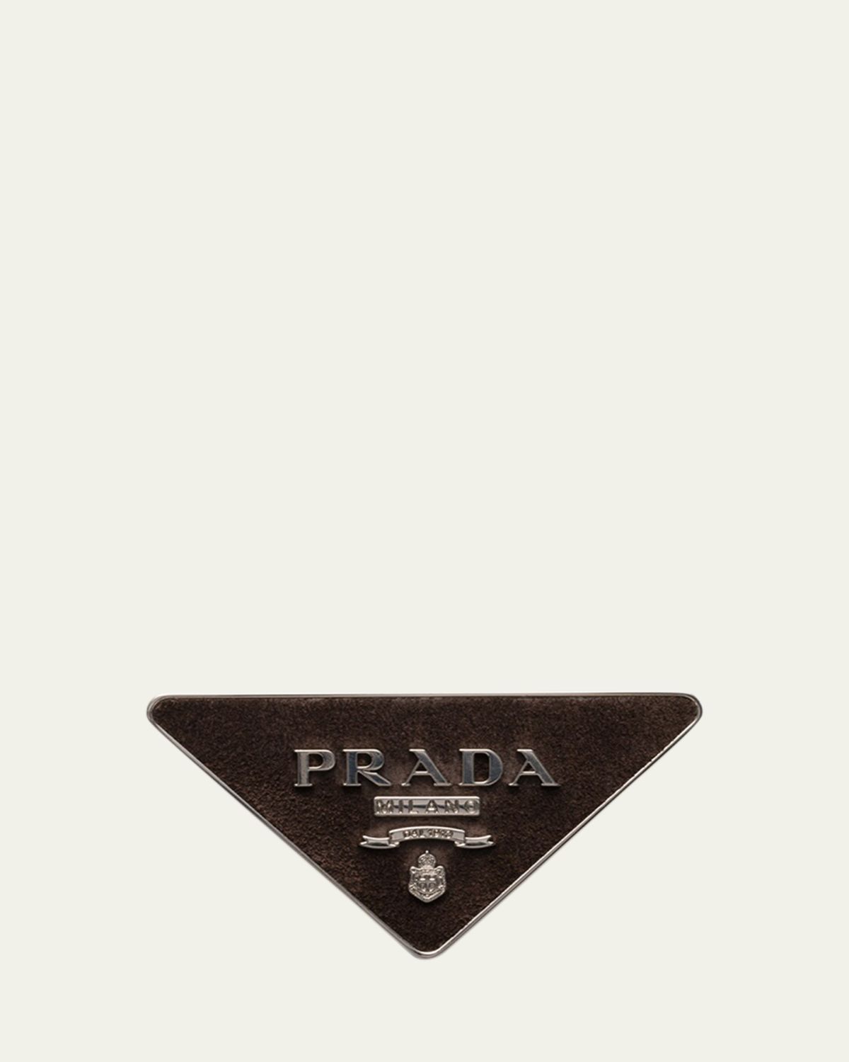 Prada Men's Suede Triangle Logo Belt Buckle