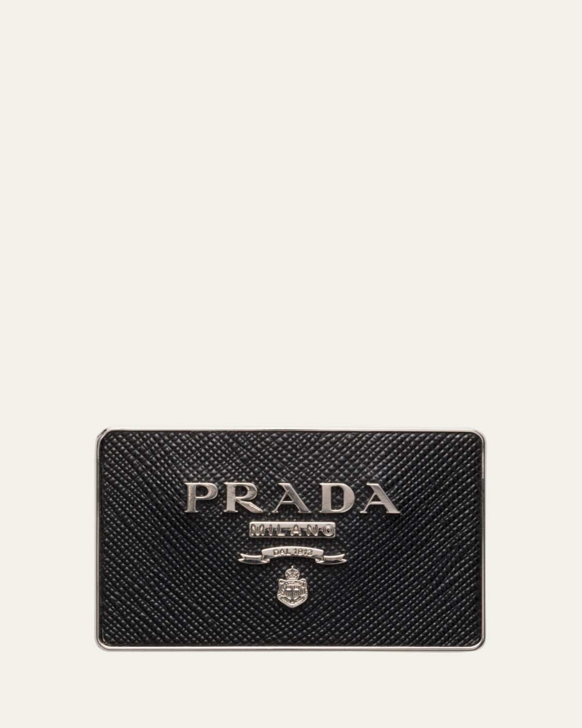 Prada Men's Metal and Saffiano Leather Belt Buckle