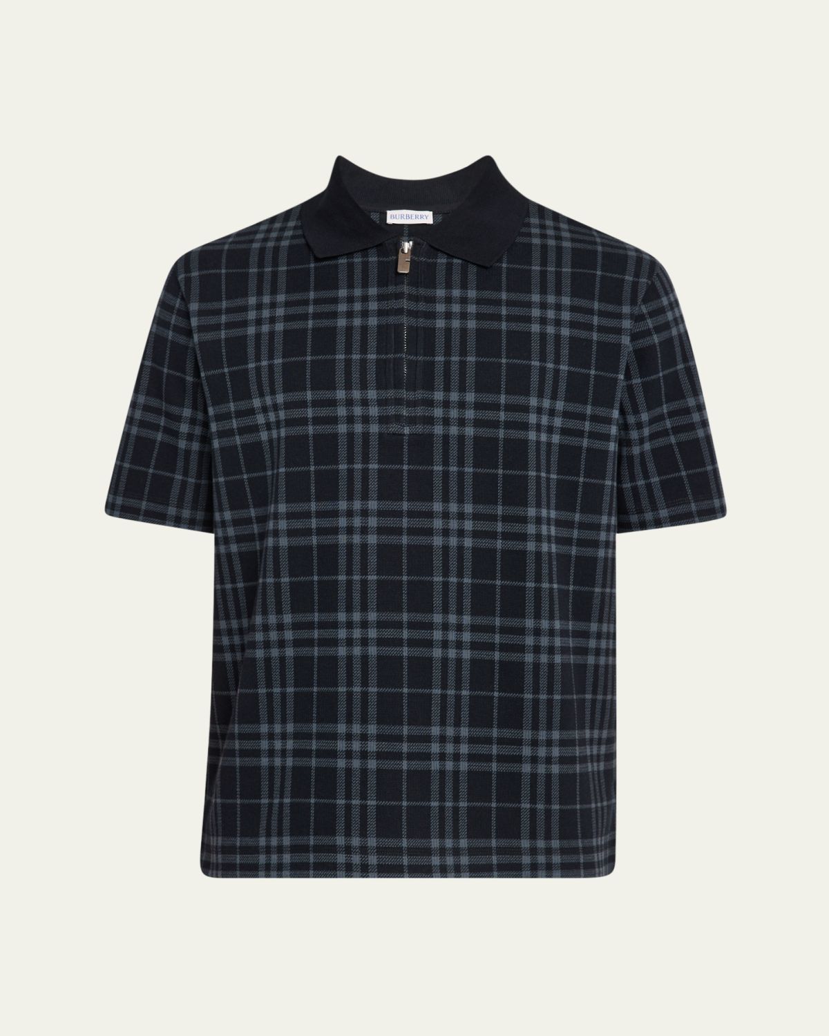 Burberry Men's Check Quarter-Zip Polo Shirt
