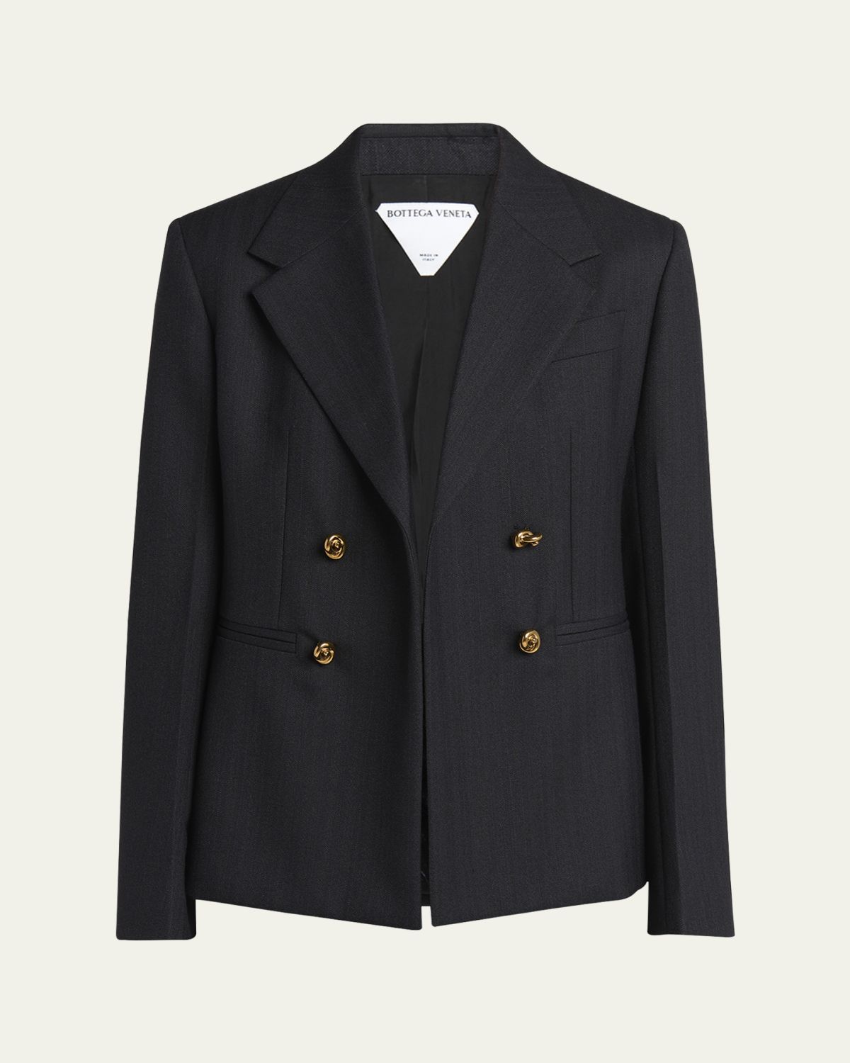 Bottega Veneta Subtle Stripe Knot Button Wool Jacket