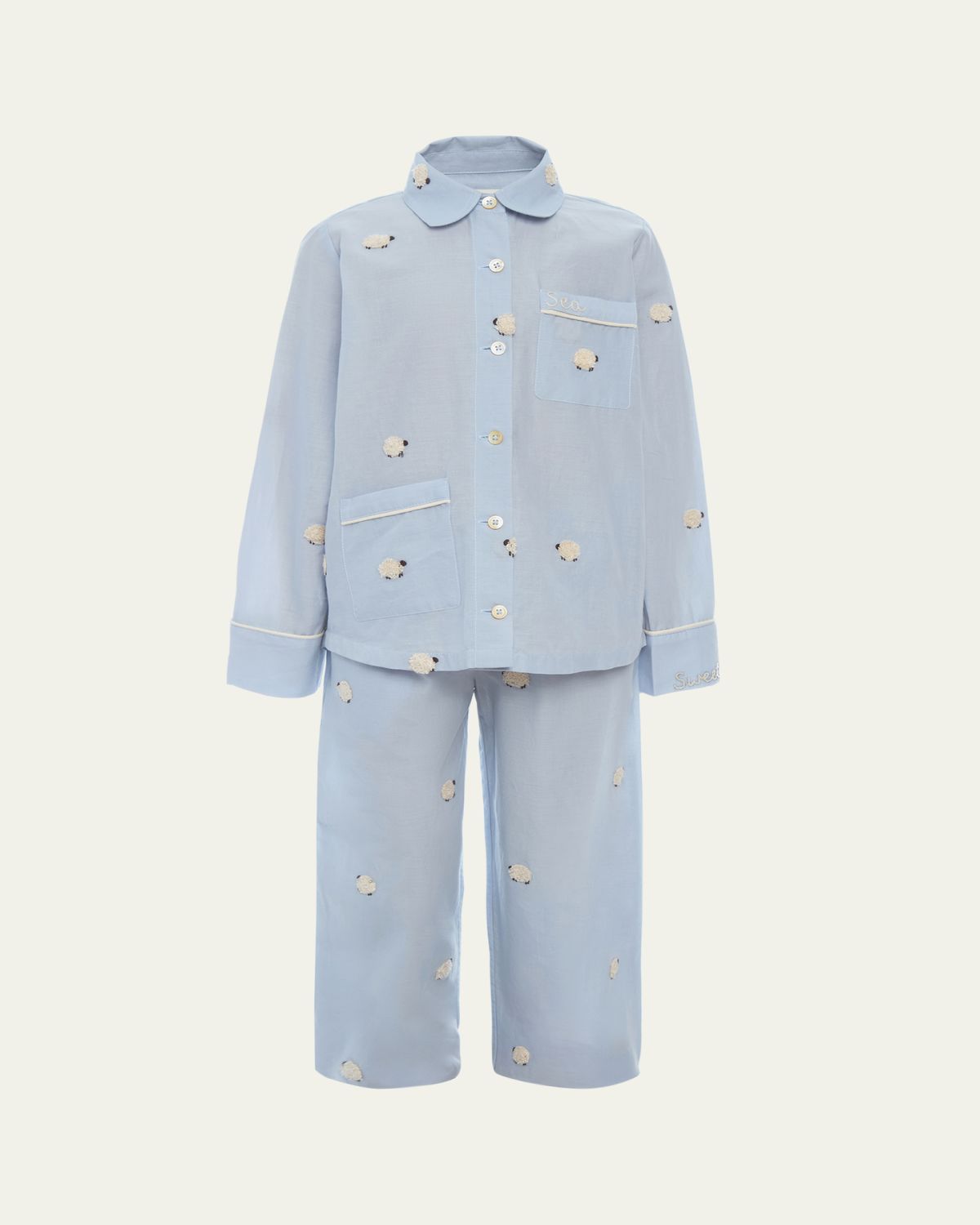 Sea Girl's Sheep Pajama Set, Size 2-1