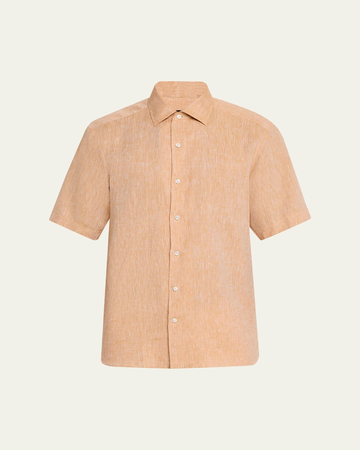 ZEGNA Men's Ocher Oasi Lino Short-Sleeve Shirt