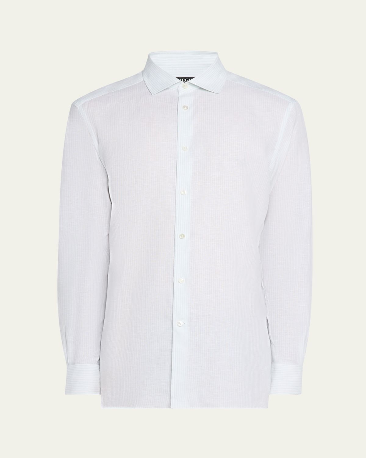 ZEGNA Men's Oasi Lino Stripe Sport Shirt