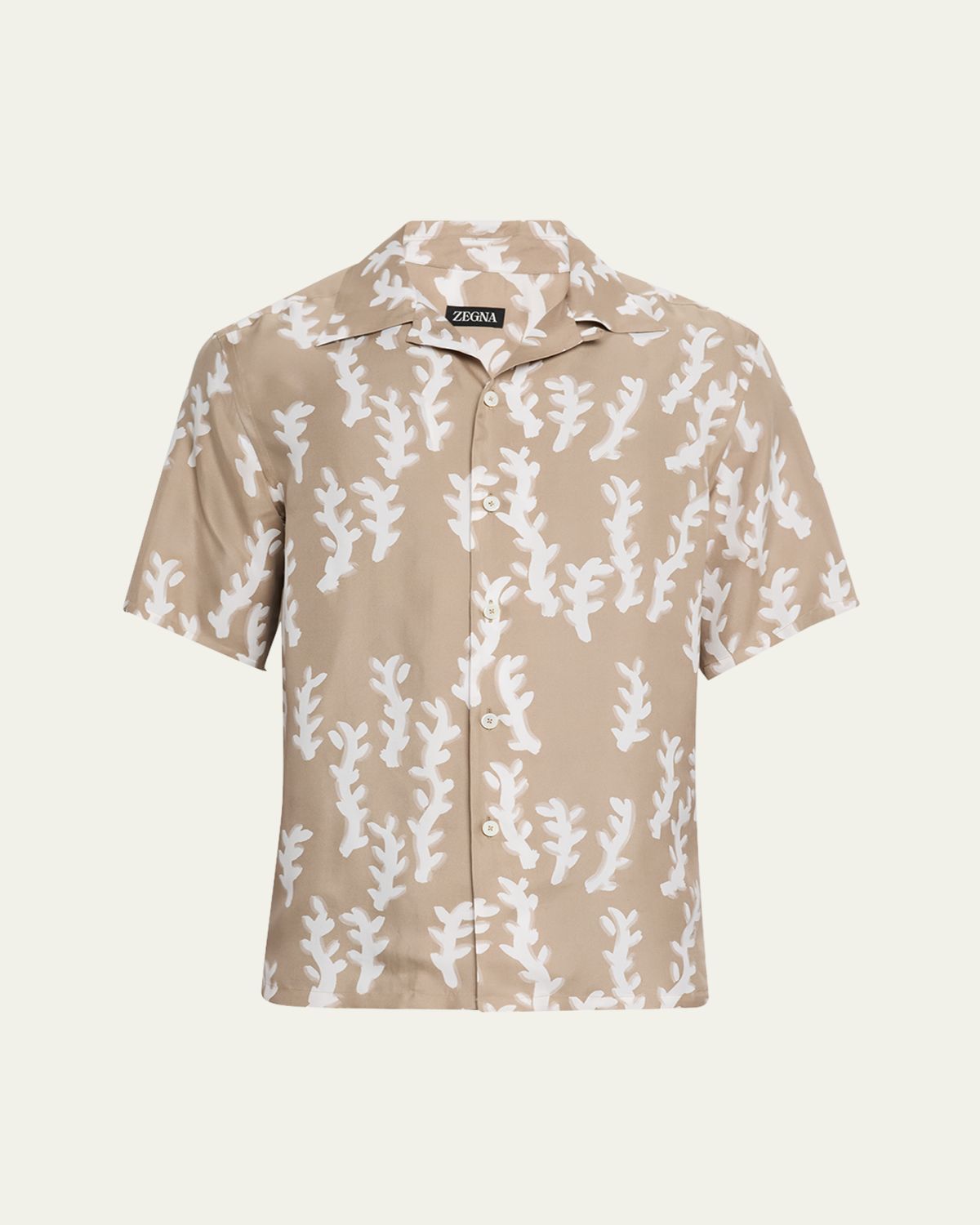 ZEGNA Men's Oasi Linen Printed Short-Sleeve Shirt