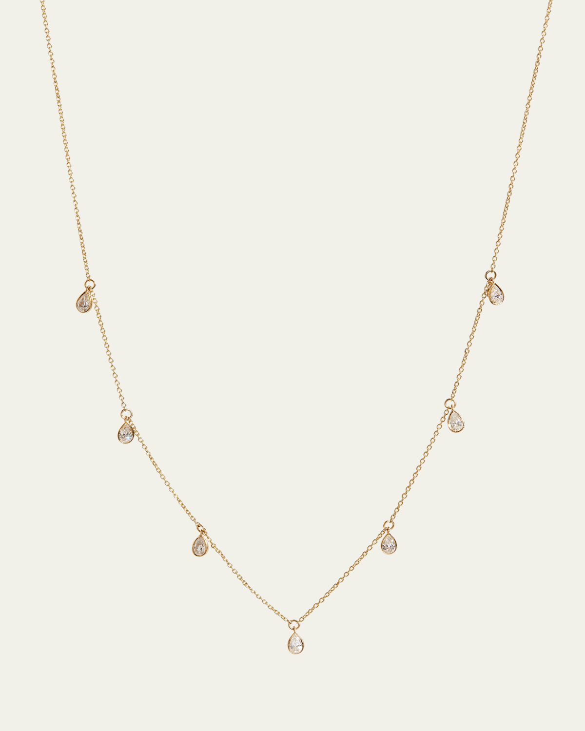 Kendall Row 14K Yellow Gold Bezel Pear Diamond Station Necklace, 16-18"L
