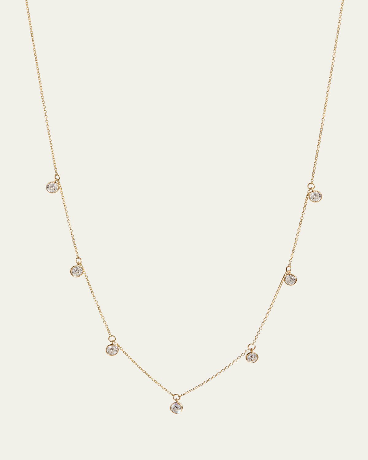 Kendall Row 14K Yellow Gold Bezel Round Diamond Station Necklace, 16-18"L