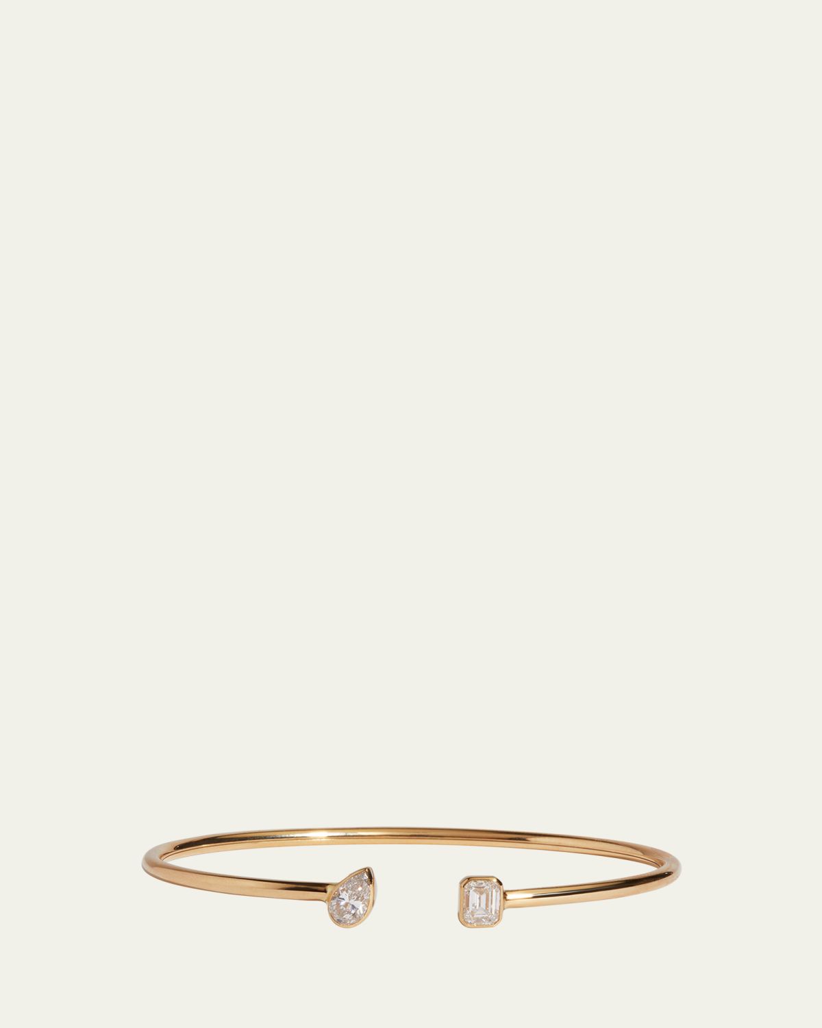Kendall Row Flexible 14K Yellow Gold Two-Stone Lab Diamond Cuff Bracelet