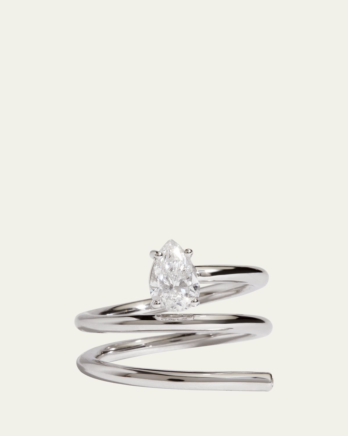 Kendall Row 14K White Gold Pear Lab Grown Diamond Double Wrap Solitaire Ring, Size