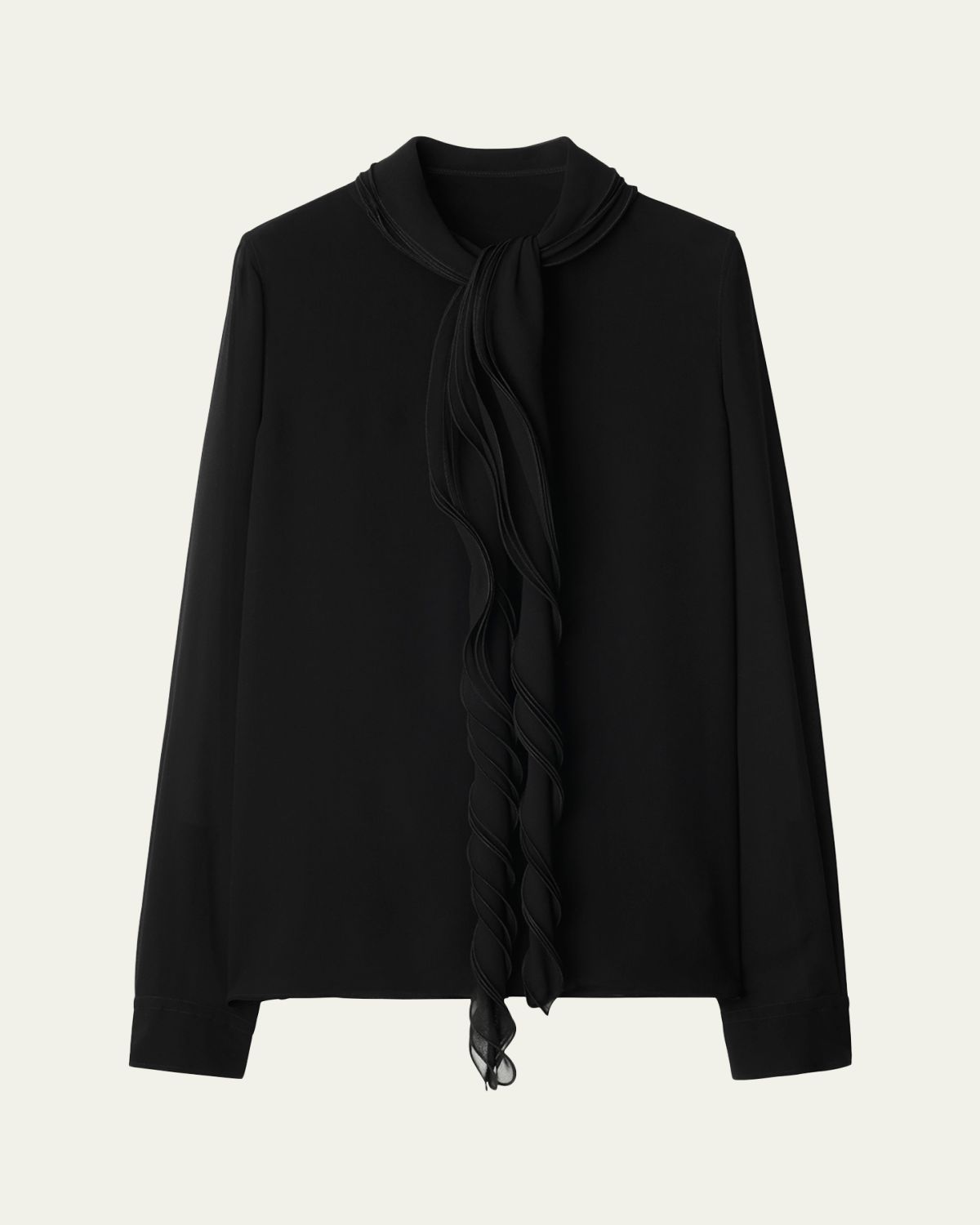 Burberry Ruffled Long Sleeve Silk Blouse