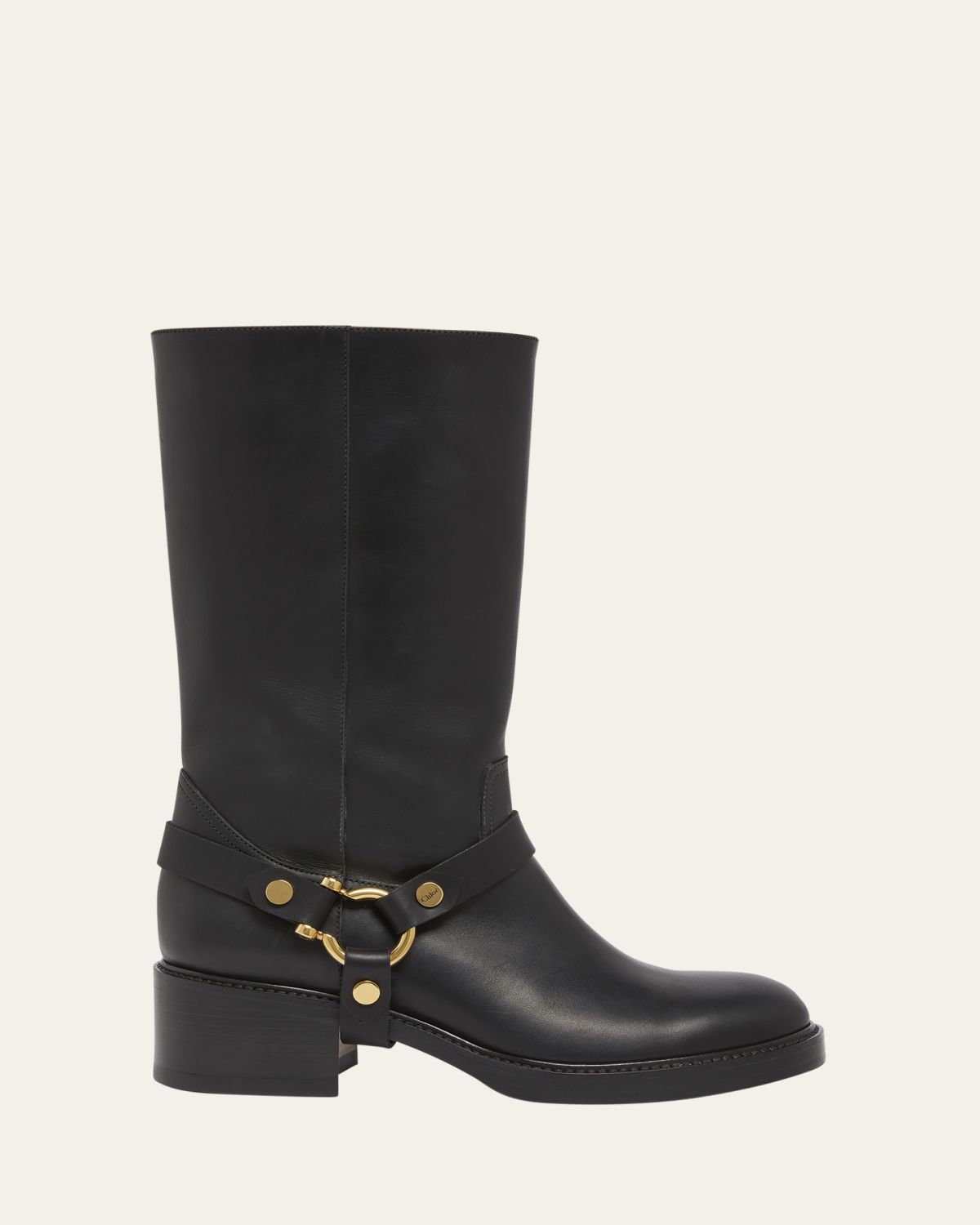 Chloe Dakota Leather Harness Moto Boots