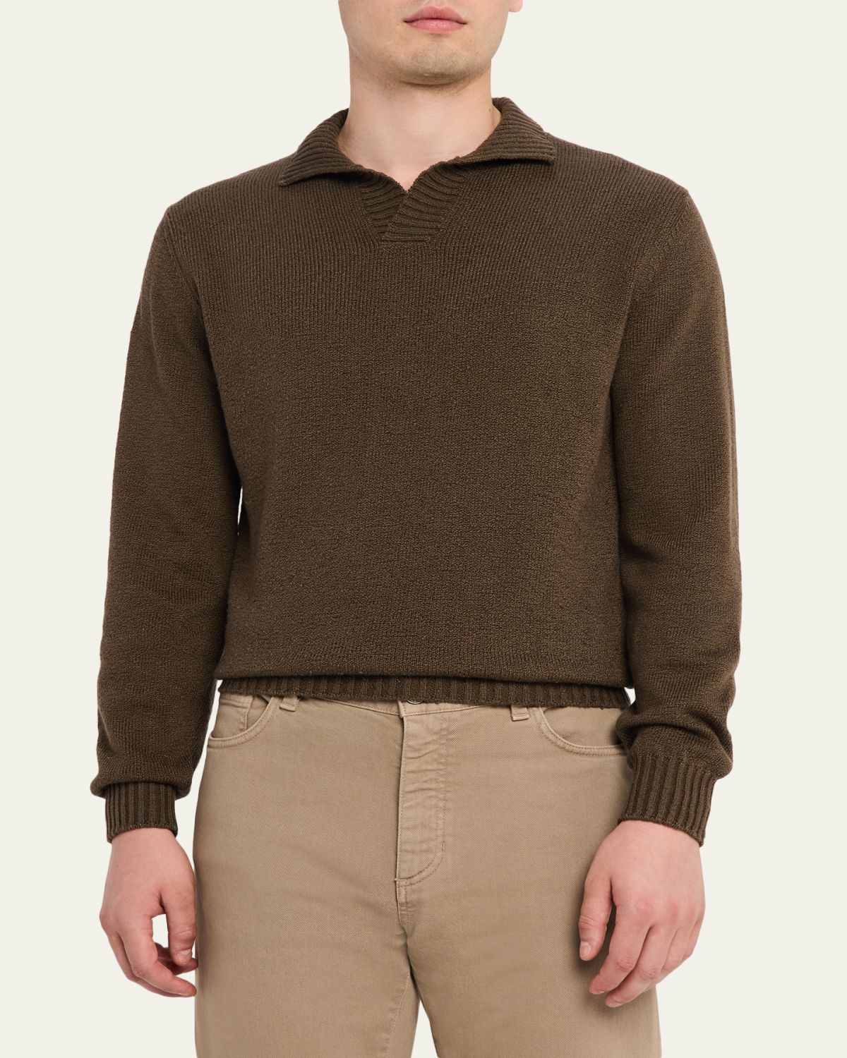 Fioroni Men's Cotton Johnny Collar Polo Sweater | Thumbnail 4 Fioroni Men's Cotton Johnny Collar Polo Sweater | Thumbnail 4