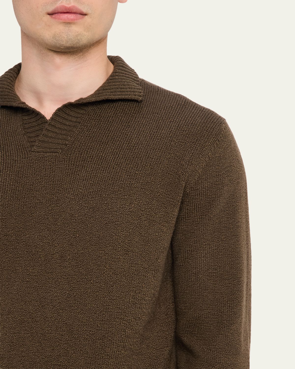 Fioroni Men's Cotton Johnny Collar Polo Sweater | Thumbnail 5 Fioroni Men's Cotton Johnny Collar Polo Sweater | Thumbnail 5
