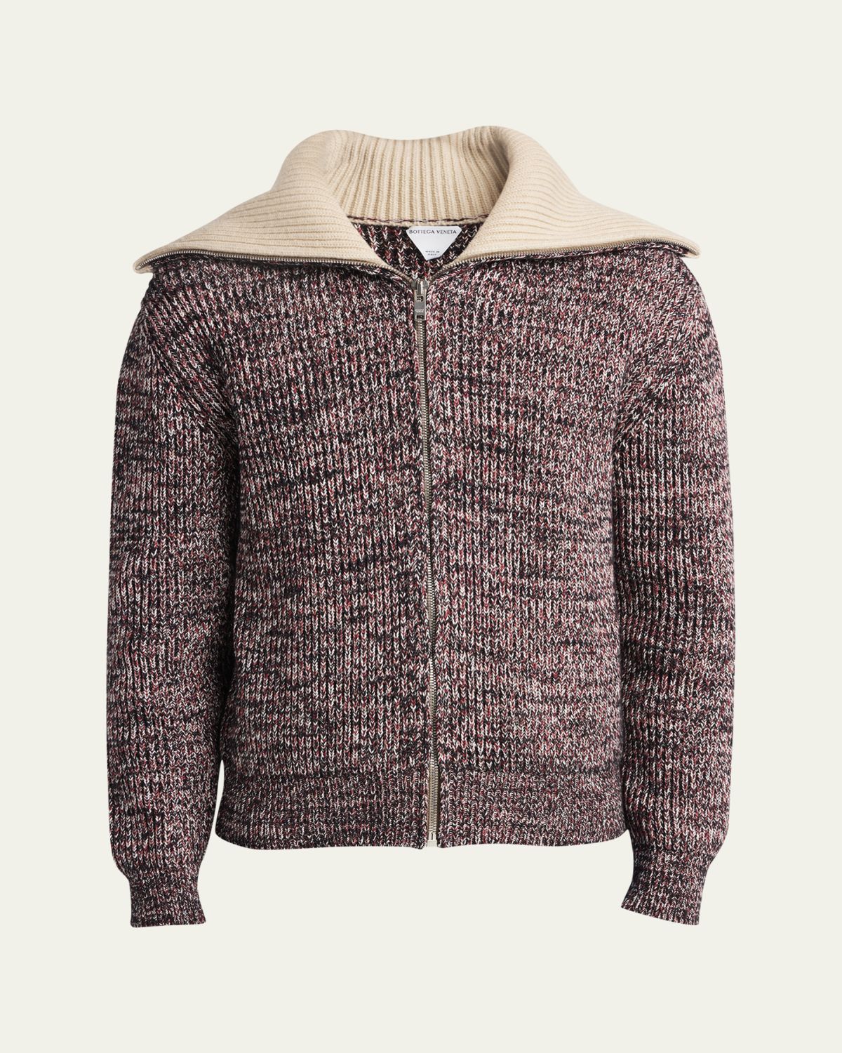 Bottega Veneta Men's Melange Sailor Collar Zip Sweater